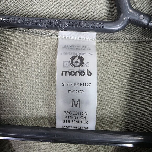 Womens Mono B Olive Green Utility Jumpsuit Button Up Front Short Sleeves Size M - Picture 5 of 11